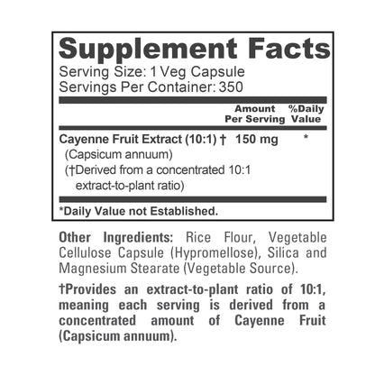 NusaPure Pimienta Cayena 150 mg por Cápsula, 350 Cápsulas Vegetales Vegano Vegetariano, Sin OGM