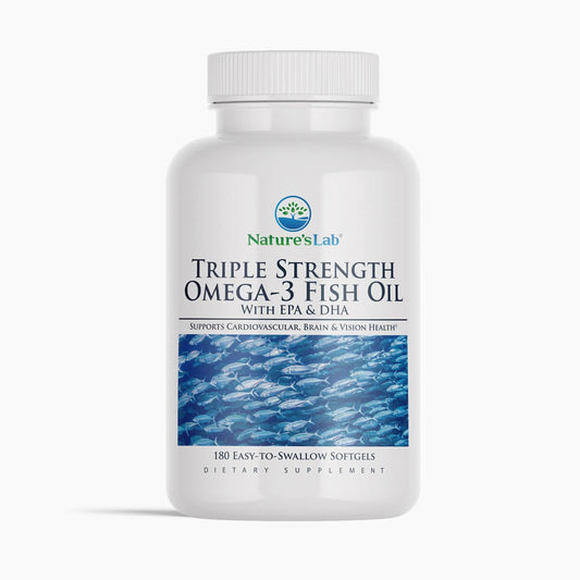 Nature's Lab Aceite de Pescado Omega-3 Triple Concentración con EPA y DHA - 180 Cápsulas Blandas