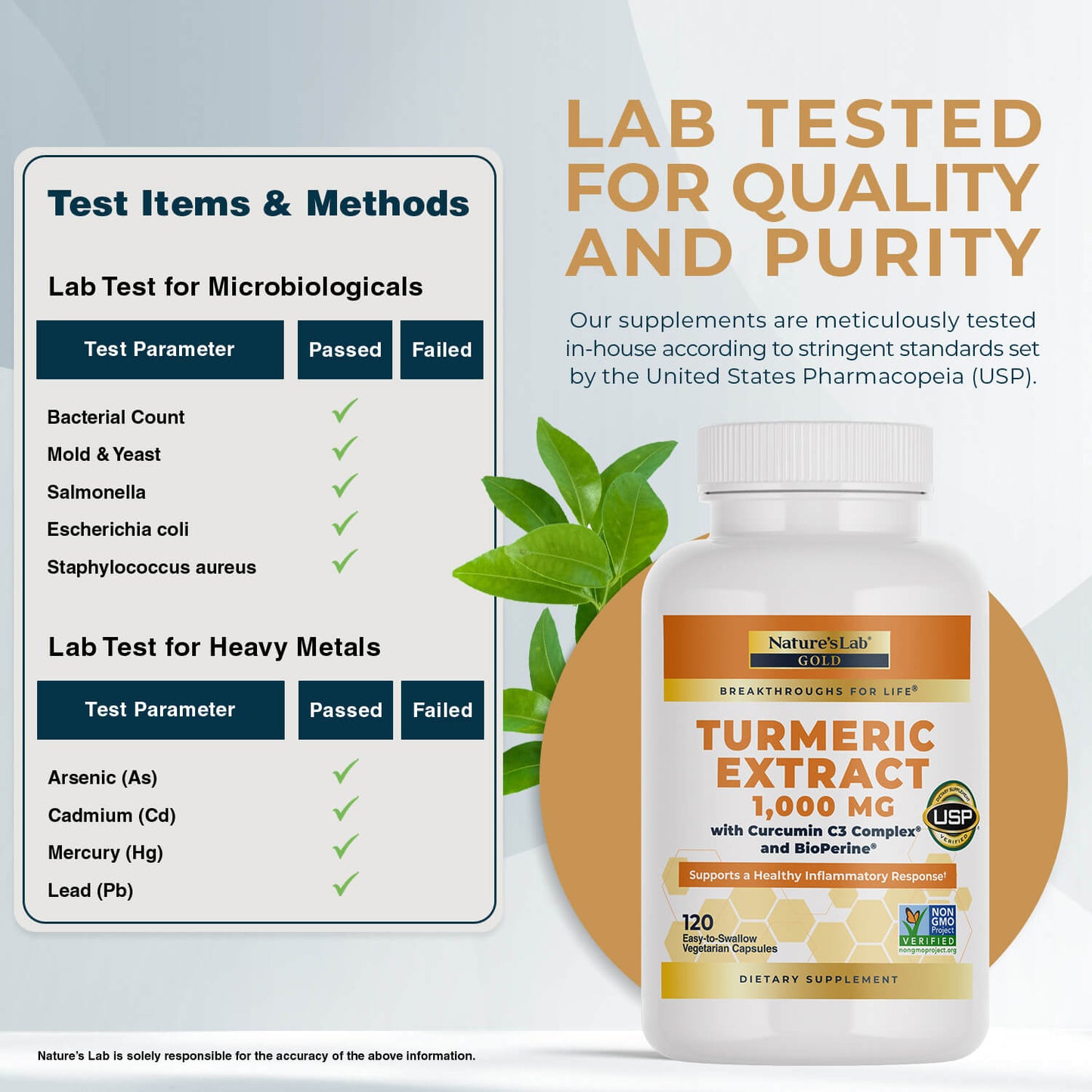 Extracto de Cúrcuma Gold de Nature's Lab con Complejo de Curcumina C3 y BioPerine - 120 Cápsulas