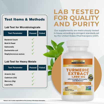 Extracto de Cúrcuma Gold de Nature's Lab con Complejo de Curcumina C3 y BioPerine - 120 Cápsulas