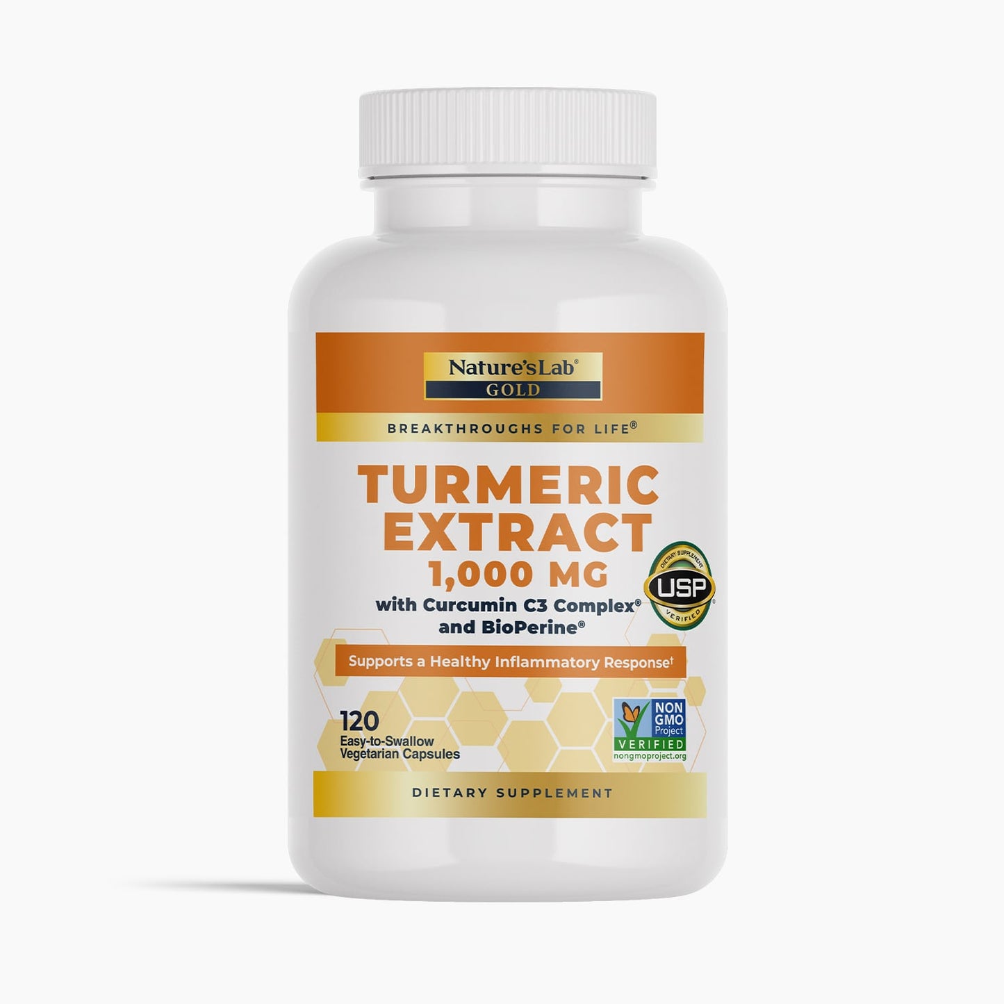 Extracto de Cúrcuma Gold de Nature's Lab con Complejo de Curcumina C3 y BioPerine - 120 Cápsulas