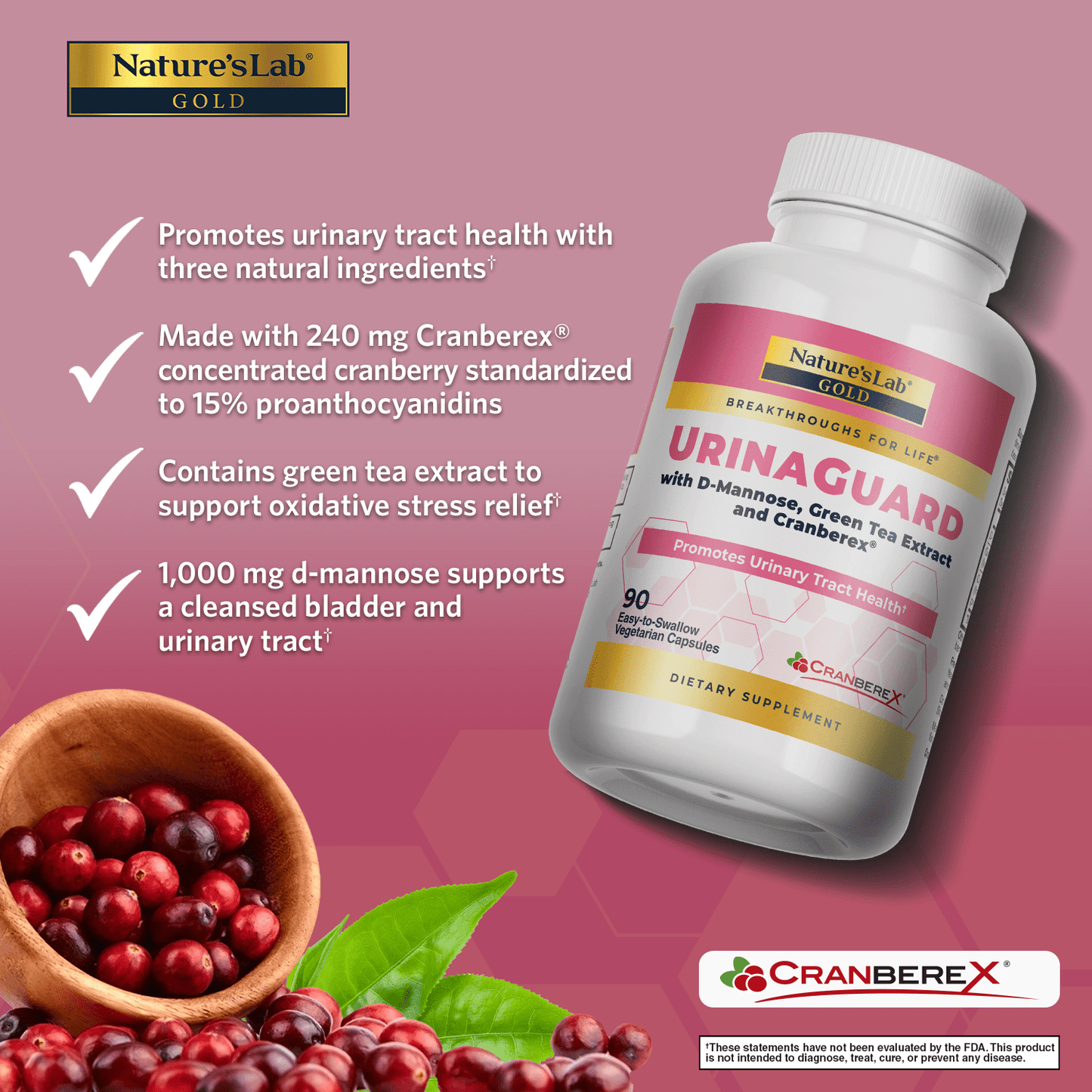 Nature's Lab Gold UrinaGuard - 90 Cápsulas