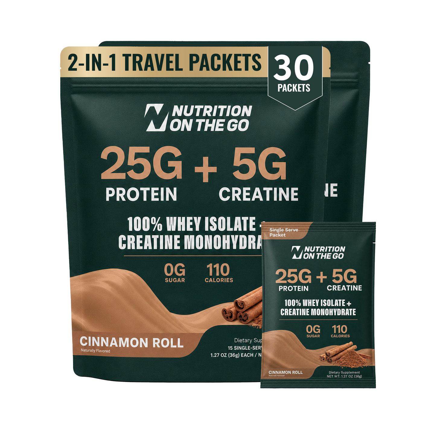 2-in-1 Molkenproteinisolat + Kreatin Reisepackungen