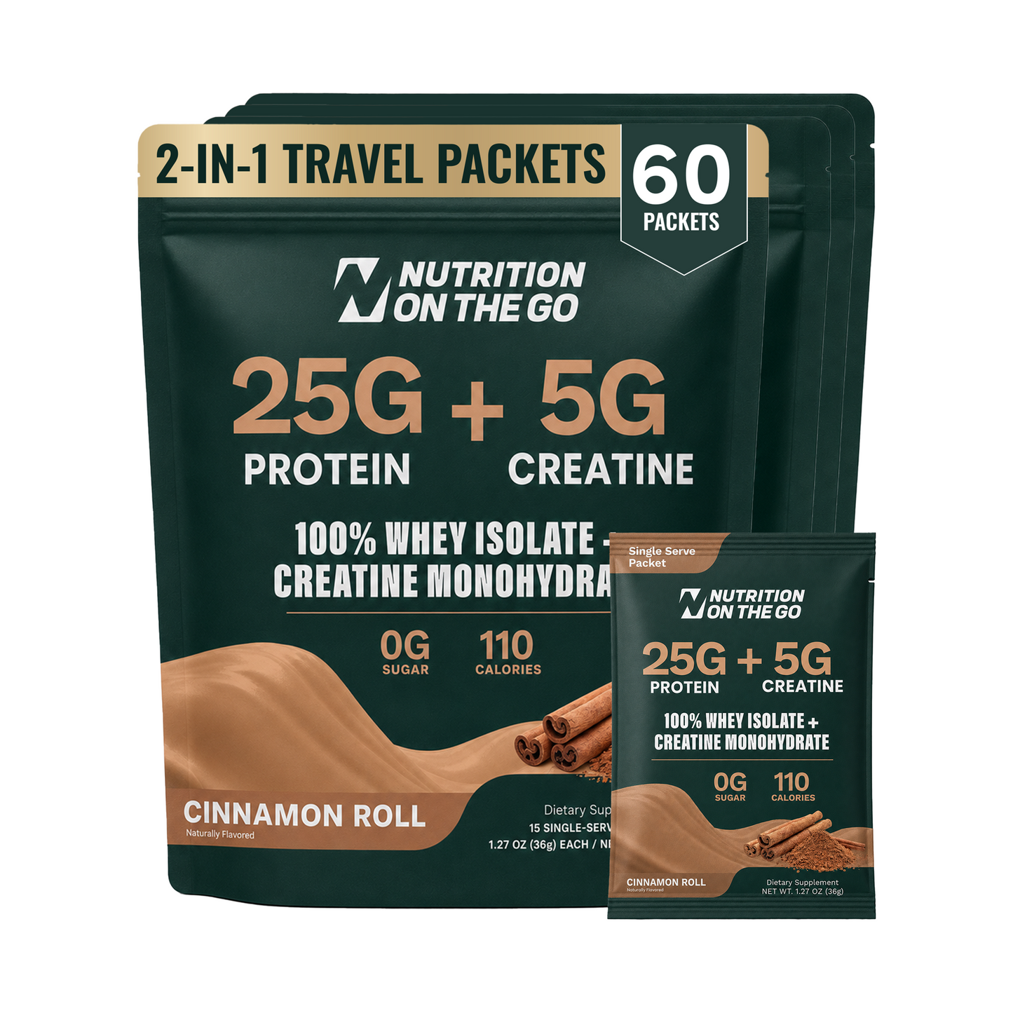 2-in-1 Molkenproteinisolat + Kreatin Reisepackungen