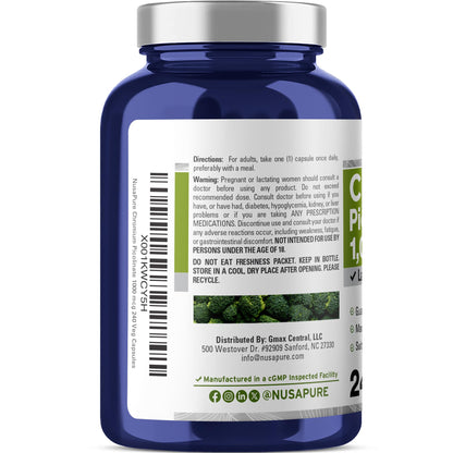 NusaPure Chromium Picolinate 1000mcg 240 Veggie Capsules (Non-GMO, Vegan)