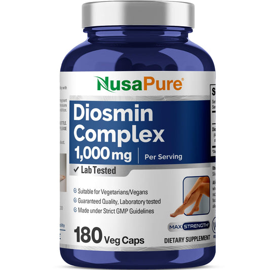 NusaPure Complejo de Diosmina 1.000mg por porción 180 Cápsulas Vegetales (Sin OMG, Vegano) Citrus Aurantium