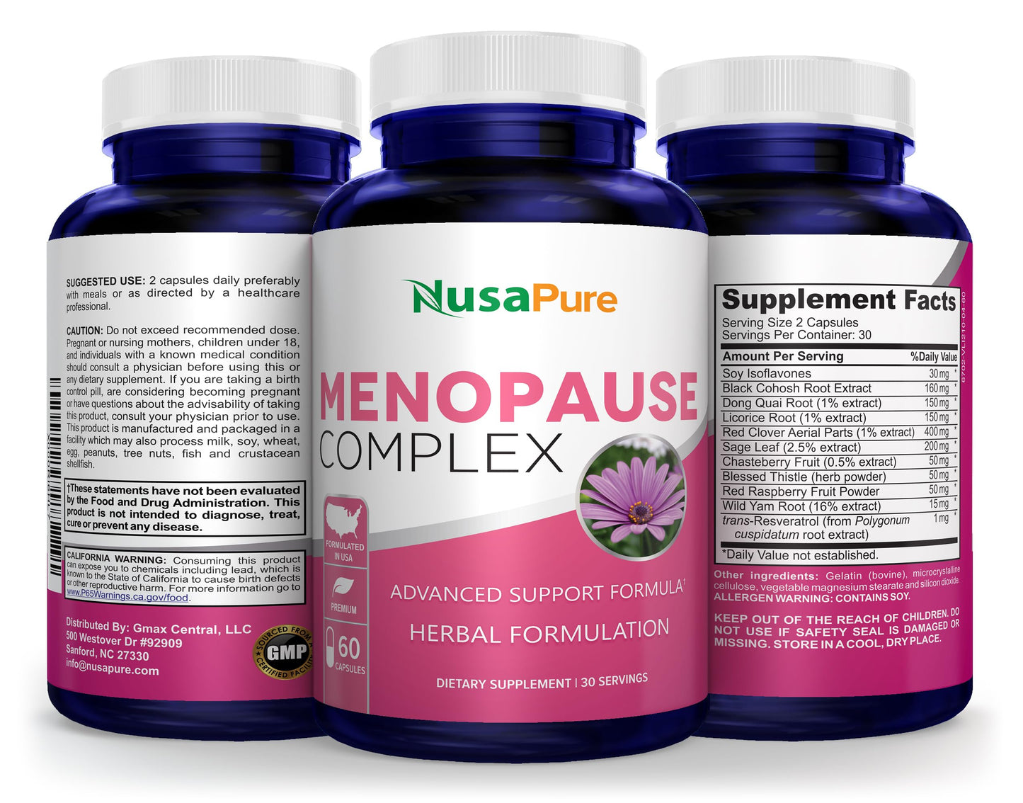 NusaPure Menopause Complex: Cohosh Negro e Ingredientes Herbales - 60 Cápsulas