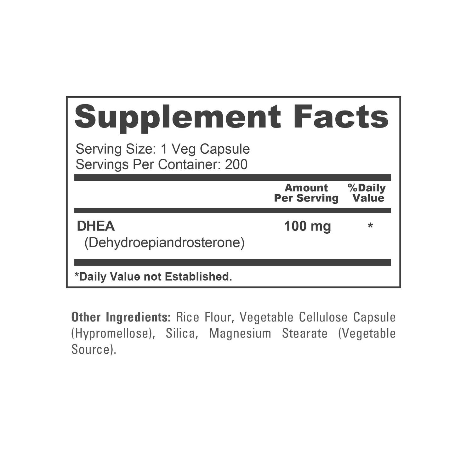 NusaPure DHEA 100mg 200 Cápsulas Vegetales (Vegetariano, Sin OGM)