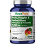 Suplemento de Frutas y Verduras NusaPure 1200 mg 250 Cápsulas - 43 Frutas y Verduras, 11 Enzimas, Probióticos (Vegano/Vegetariano, Sin OGM)