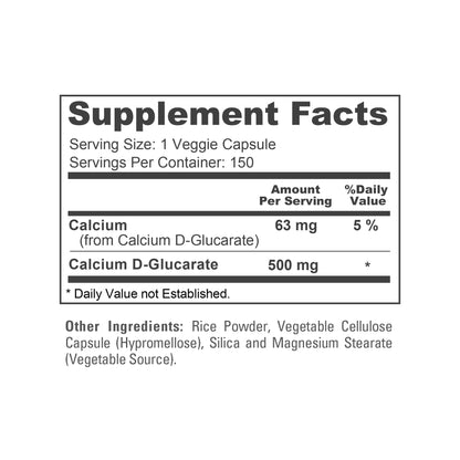 NusaPure Calcio D-Glucarato 500 mg 150 Cápsulas Vegetales, Vegano, Sin OGM, Sin Gluten