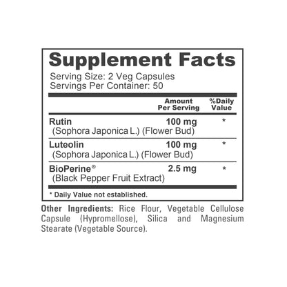 NusaPure Luteolina Complex con Rutina 200 mg | 100 Cápsulas | Fórmula de Flavonoides Vegetariana, No OGM y Vegana