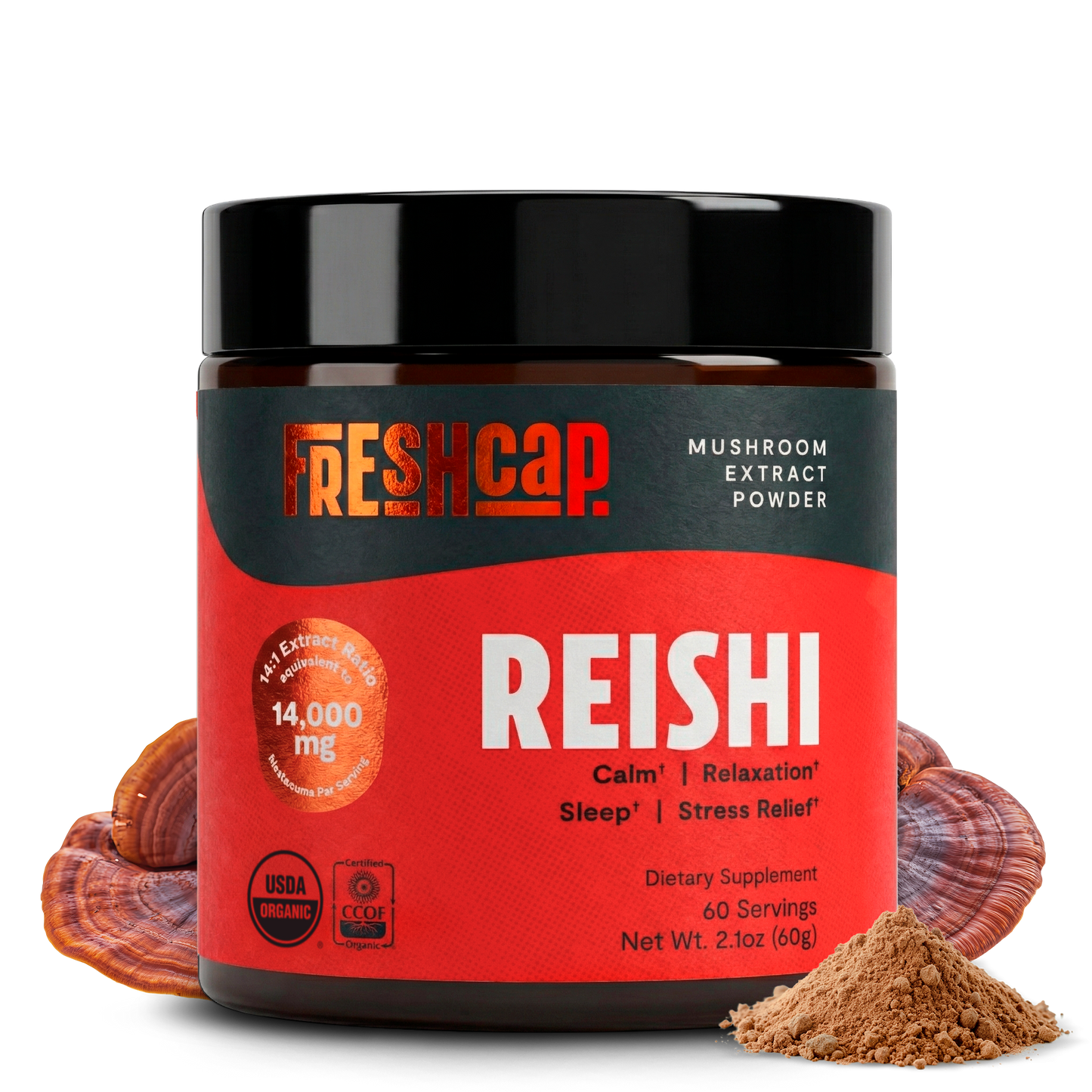 Polvo de hongo Reishi orgánico