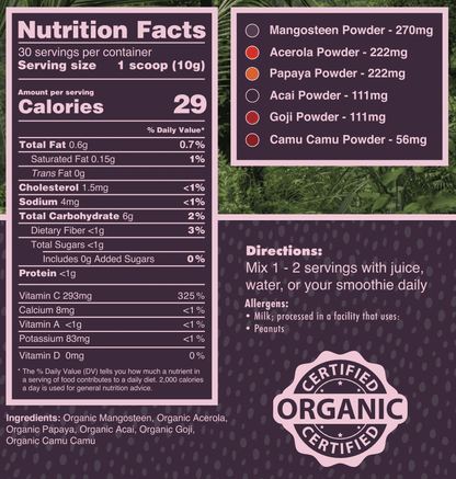 Verduras Dulces y Frutas Tropicales Orgánicas