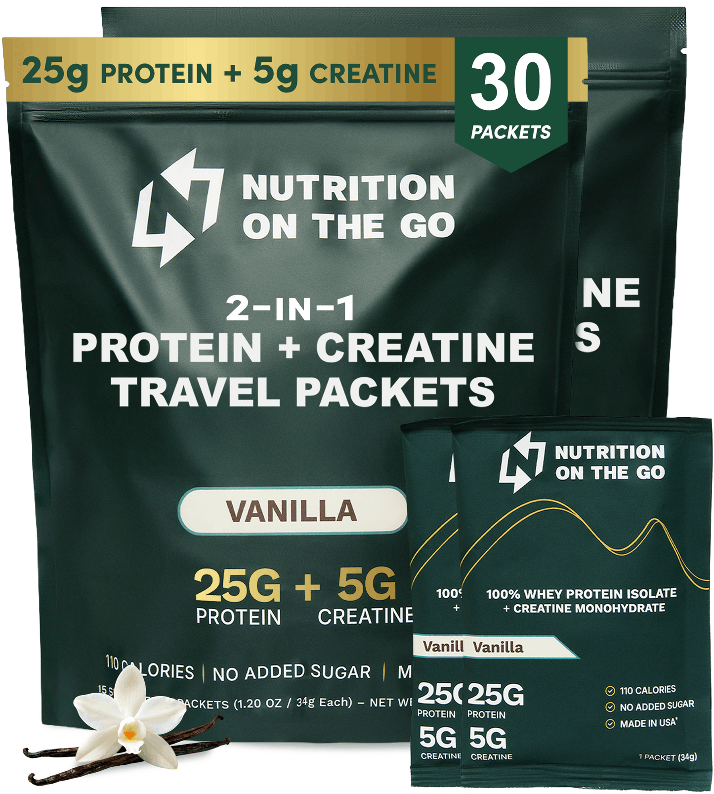 Sobres de viaje de Aislado de Proteína de Suero de Leche + Creatina 2 en 1